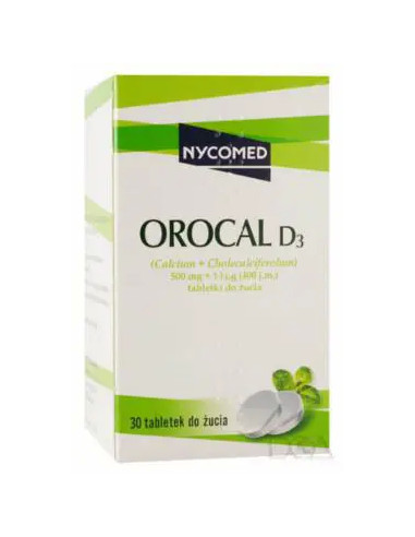 Orocal D3 smak miętowy 30 tabl.