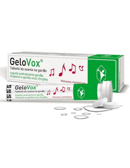 GeloVox tabletki do ssania na gardło wiśniowo-mentolowe 20 sztuk