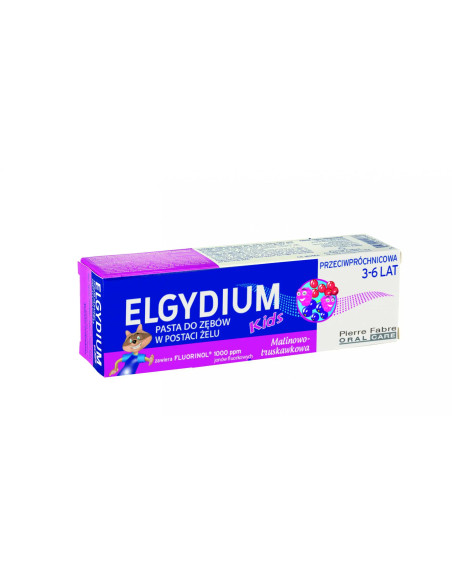 Elgydium Kids Pasta Przeciwpróchnicza Smak Malinowo-Truskawkowy (3-6 lat) 50 ml
