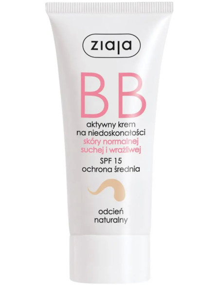 ZIAJA BB Aktywny krem na niedoskonałości skóra normalna sucha i wrażliwa odcień naturalny 50 ml
