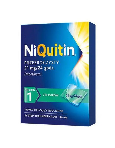 NiQuitin plastry 1 stopień 21 mg/24 godz 7 szt przezroczysty