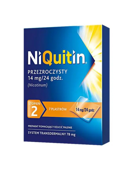 NiQuitin plastry 2 stopień 14 mg/24 godz 7 szt. przezroczysty