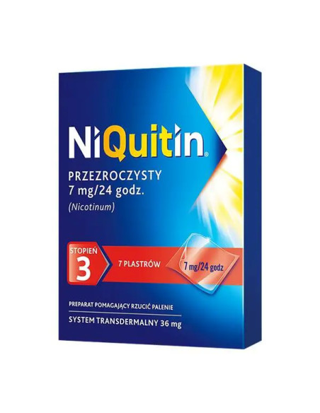 NiQuitin plastry 3 stopień 7 mg/24 godz 7 szt. przezroczysty