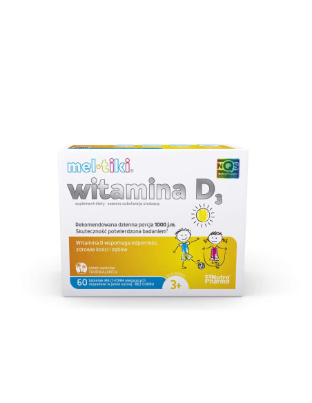 Meltiki witamina D3 smak tropikalny 60 tabletek do ssania