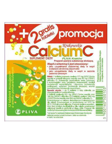 Pliva Calcium z witaminą C 14 tabl. mus.