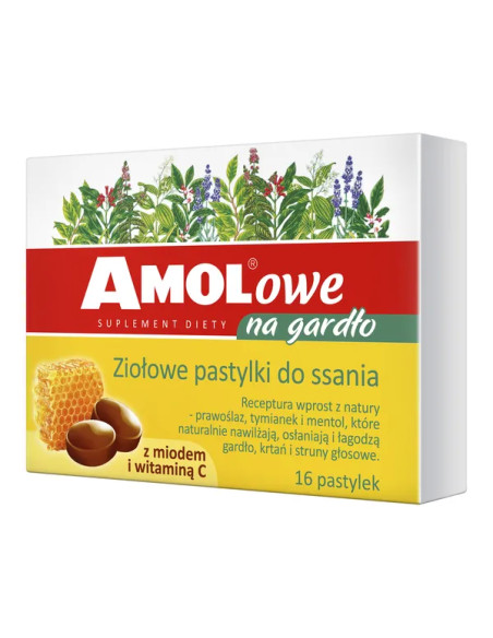 Amolowe pastylki na gardło z miodem i witaminą 16past.