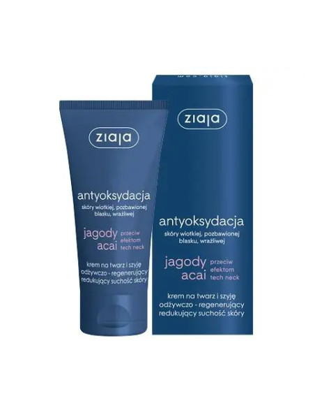 ZIAJA JAGODY ACAI KREM NA TWARZ I SZYJĘ ODŻYWCZO-REGENERUJĄCY 50 ML