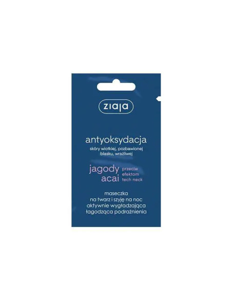 ZIAJA JAGODY ACAI MASECZKA NA TWARZ I SZYJĘ NA NOC 7 ML