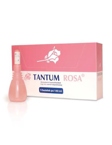 Tantum Rosa roztwór dopochwowy 140 ml 5 butelek