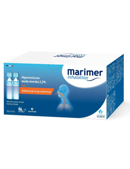Marimer Inhalation hipertoniczna woda morska 2,2% do nebulizacji od 1 miesiąca 30 ampułek po 5 ml