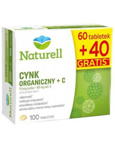Naturell Cynk organiczny + C 100 tabletek