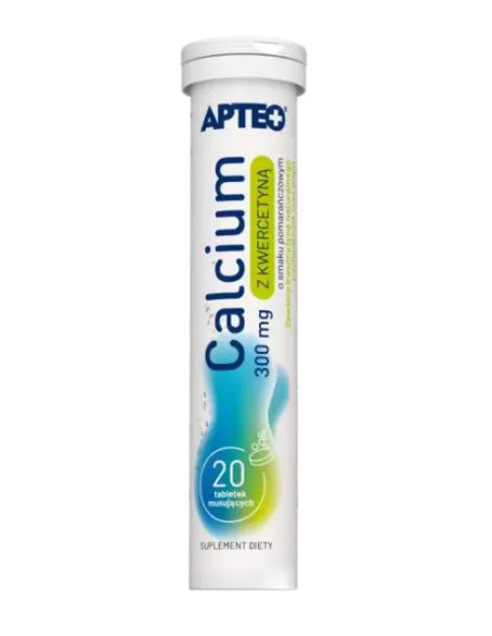 Calcium 300 mg z kwercetyną (pomarańcza) 20 tabl. musujących Apteo