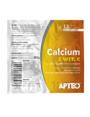 Calcium z Wit. C w folii (pomarańcza) 12 tabl....