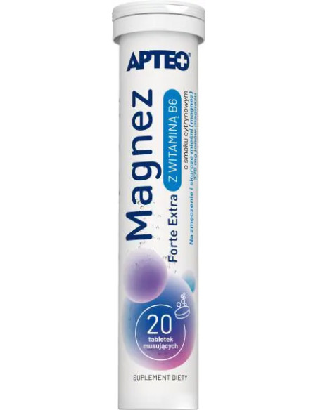 Magnez forte extra z Wit.B6 o smaku cytrynowym Apteo 20 tabl. musujących