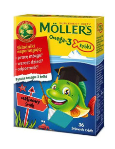 Mollers Omega-3 Rybki o smaku malinowym 36 sztuk