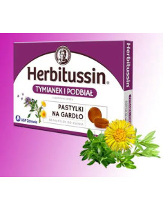 Herbitussin tymianek i podbiał 12 pastylek do ssania