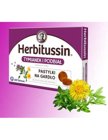 Herbitussin tymianek i podbiał 12 pastylek do...
