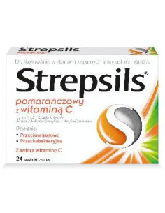 Strepsils Pomarańczowy z Vit.C 24 pastylki do ssania