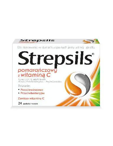Strepsils Pomarańczowy z Vit.C 24 pastylki do...