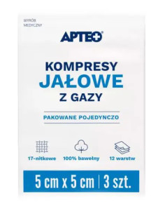 Kompresy jałowe 5 cm x 5 cm 3 szt APTEO CARE