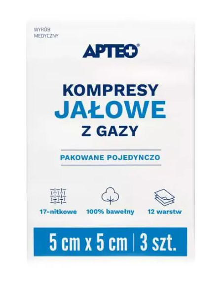 Kompresy jałowe 5 cm x 5 cm 3 szt APTEO CARE