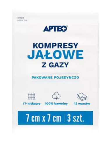 KOMPRESY JAŁOWE 7 CM X 7 CM 3 SZT APTEO CARE