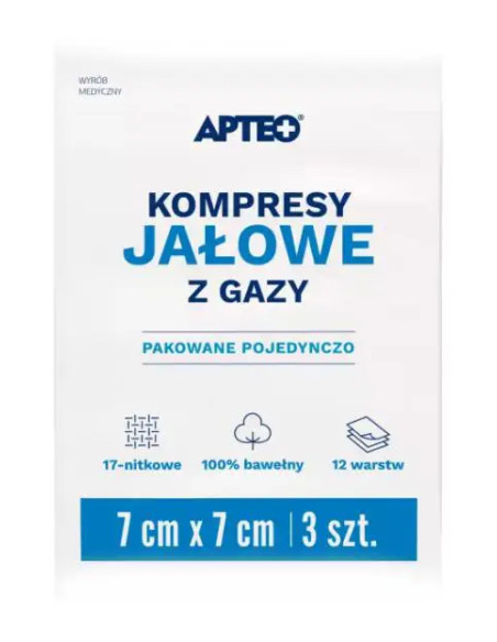 KOMPRESY JAŁOWE 7 CM X 7 CM 3 SZT APTEO CARE
