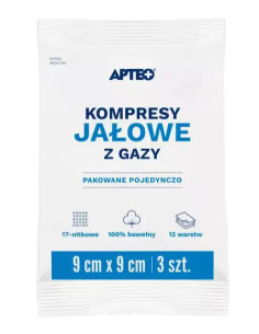 KOMPRESY JAŁOWE 9 CM X 9 CM 3 SZT APTEO CARE