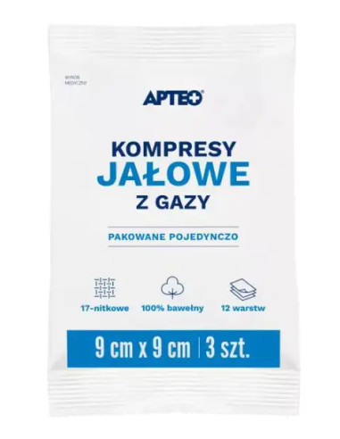 KOMPRESY JAŁOWE 9 CM X 9 CM 3 SZT APTEO CARE