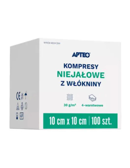 Kompresy niejałowe z włókniny 10 cm x 10 cm 100 szt APTEO CARE