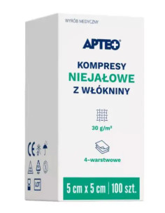 KOMPRESY NIEJAŁOWE Z WŁÓKNINY 5 CM X 5 CM 100 SZT APTEO CARE