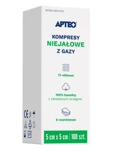 Kompresy niejałowe z gazy 5 cm x 5 cm 100 szt APTEO CARE