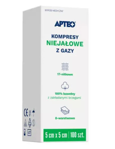 Kompresy niejałowe z gazy 5 cm x 5 cm 100 szt...