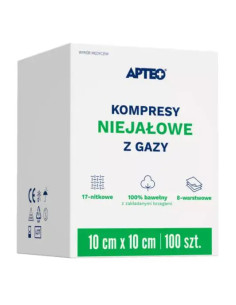KOMPRESY NIEJAŁOWE Z GAZY 10 CM X 10 CM 100 SZT APTEO CARE