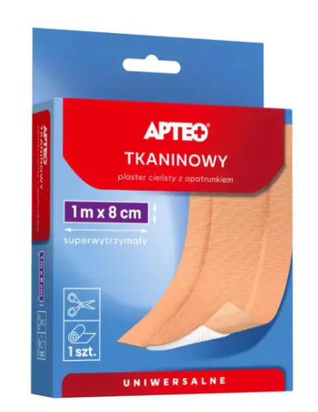 Plaster tkaninowy z opatrunkiem 1 m x 8 cm cielisty 1 szt. Apteo Care