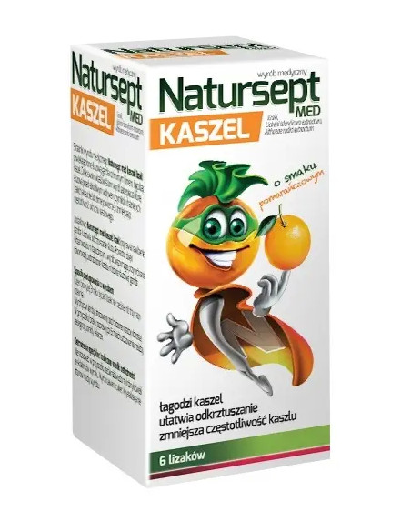 Natur-sept Med Kaszel lizaki smak pomarańczowy 6 sztuk