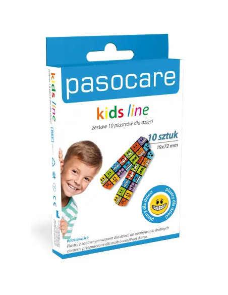 Plastry ze wzorem w buźki Pasocare Kids Line 10 sztuk