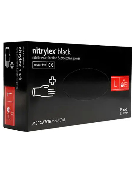 MercatorMedical Nitrylex black rękawice diagnostyczne i ochronne L 100 szt.