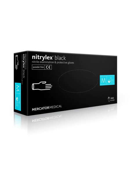 MercatorMedical Nitrylex black rękawice diagnostyczne i ochronne M 100 szt.