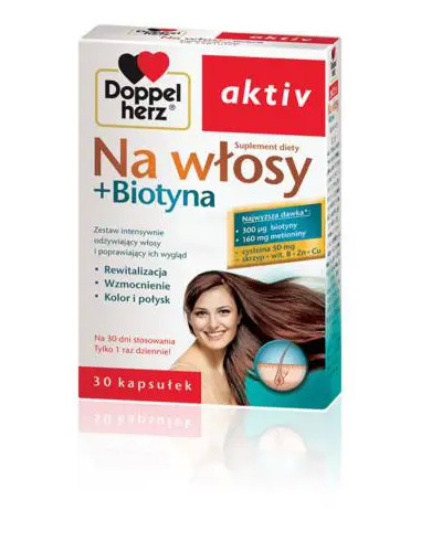 Doppelherz Aktiv Na włosy + biotyna 30 kaps.