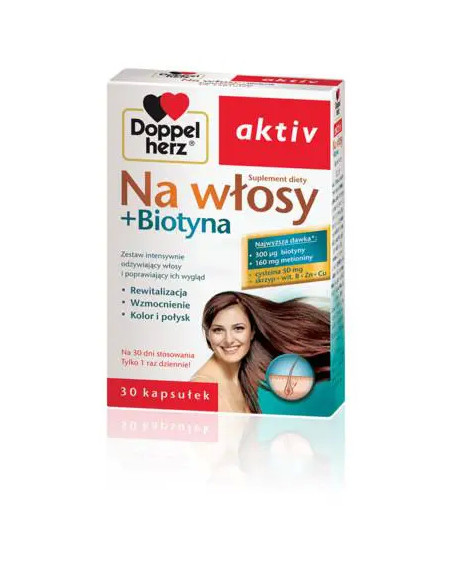 Doppelherz Aktiv Na włosy + biotyna 30 kaps.