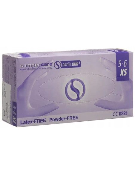 Rękawice nitrylowe bezpudrowe Sempercare nitrile skin2 rozm. XS 200 szt.