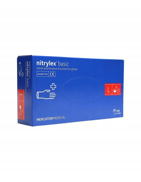 MercatorMedical Nitrylex Basic rękawice diagnostyczne i ochronne kolor niebieski L 100 szt.