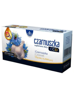 Oleofarm Czarnuszka CCD Czosnek + Witamina D3 60 kapsułek