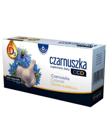 Oleofarm Czarnuszka CCD Czosnek + Witamina D3 60 kapsułek