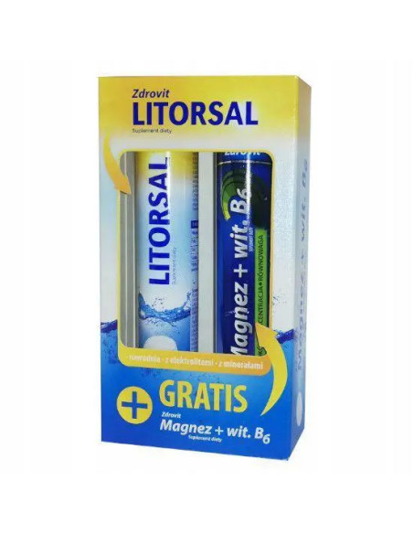 Zestaw Zdrovit Litorsal 24 tabletki musujące + Magnez z witaminą B6 24 tabletki musujące