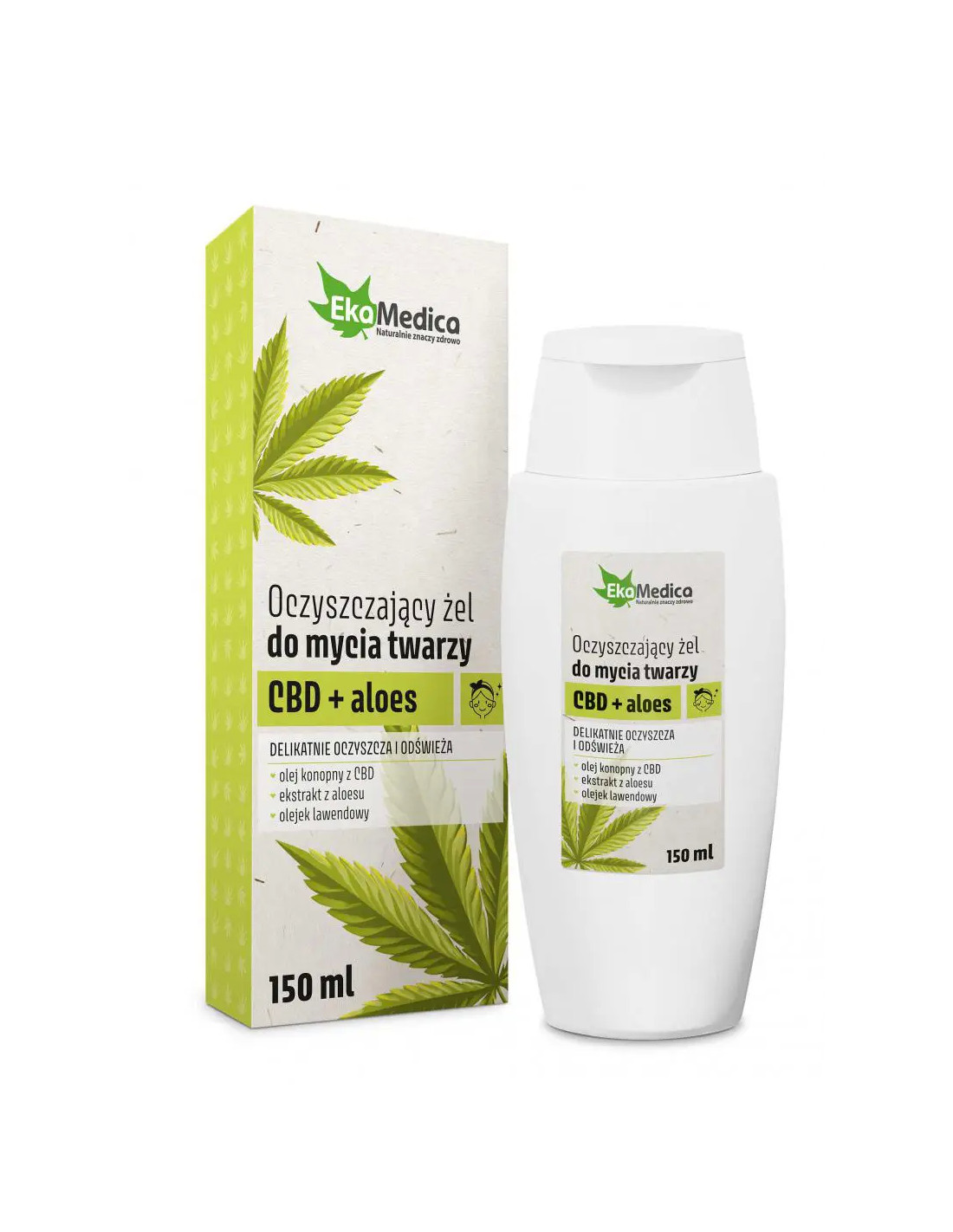 Oczyszczajcy el do mycia twarzy CBD + aloes 150 ml EkaMedica