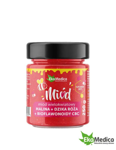 Miód wielokwiatowy z maliną, dziką różą i...
