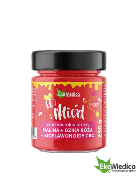 Miód wielokwiatowy z maliną, dziką różą i bioflawonoidami CBC 250 g EkaMedica