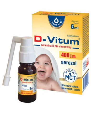 Oleofarm D-Vitum Witamina D dla niemowląt 400 j.m. aerozol 6 ml